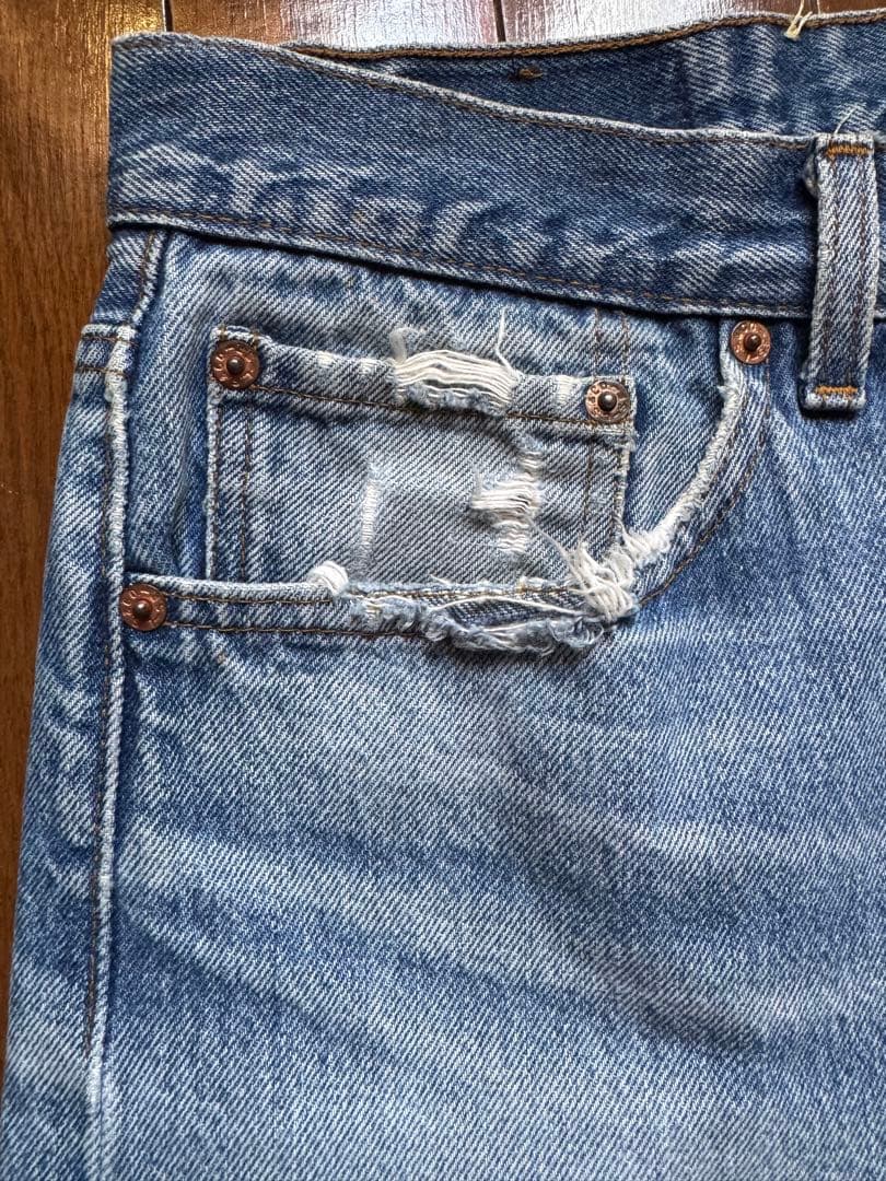【90s】Levi's 501 USA製 赤文字 グランジ ダメージW34