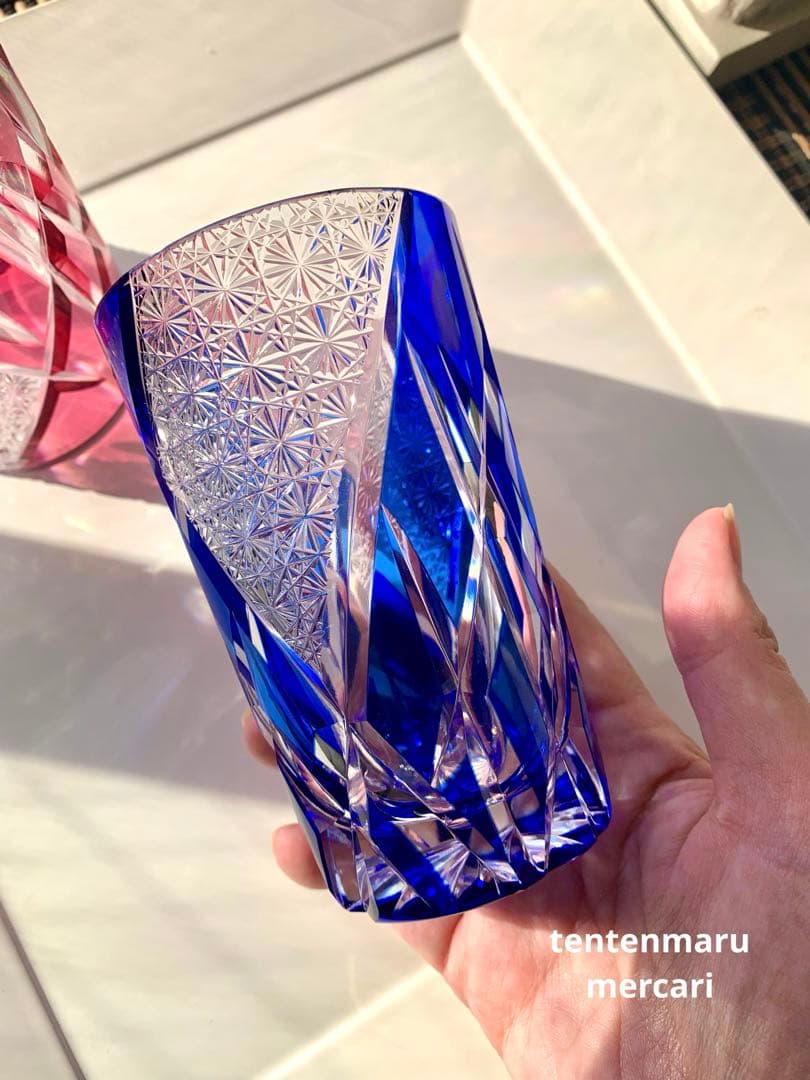 L*o様 江戸切子 ☆ 伝統工芸士 石塚春樹 ☆ 菊繋ぎ文様 ペアタンブラー