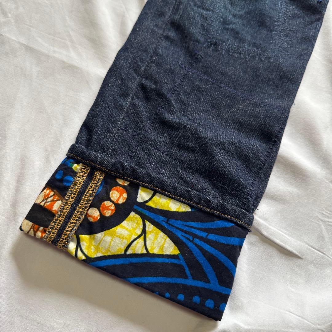 ジュンヤワタナベ　リーバイス　バティック柄裏地 リーバイスダメージ加工デニム　M