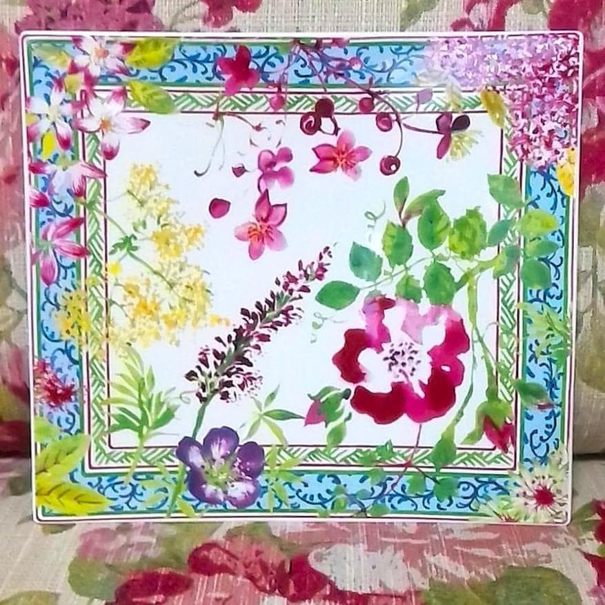 GIEN ミルフルール 大皿 スクエアプレート ジアン