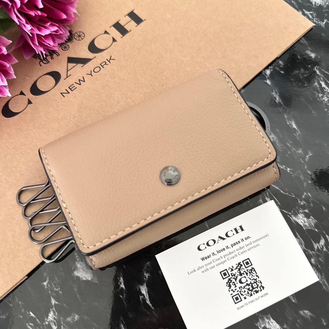 新品 COACH コーチ キーケース ベージュ メンズ レディース