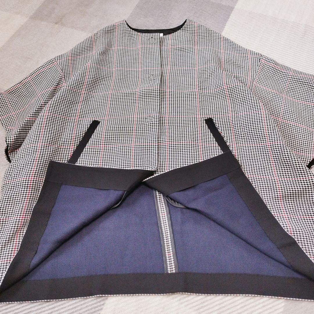 【極美品】ランバンオンブルー ポンチョ風コート 千鳥柄 チェック レリアン