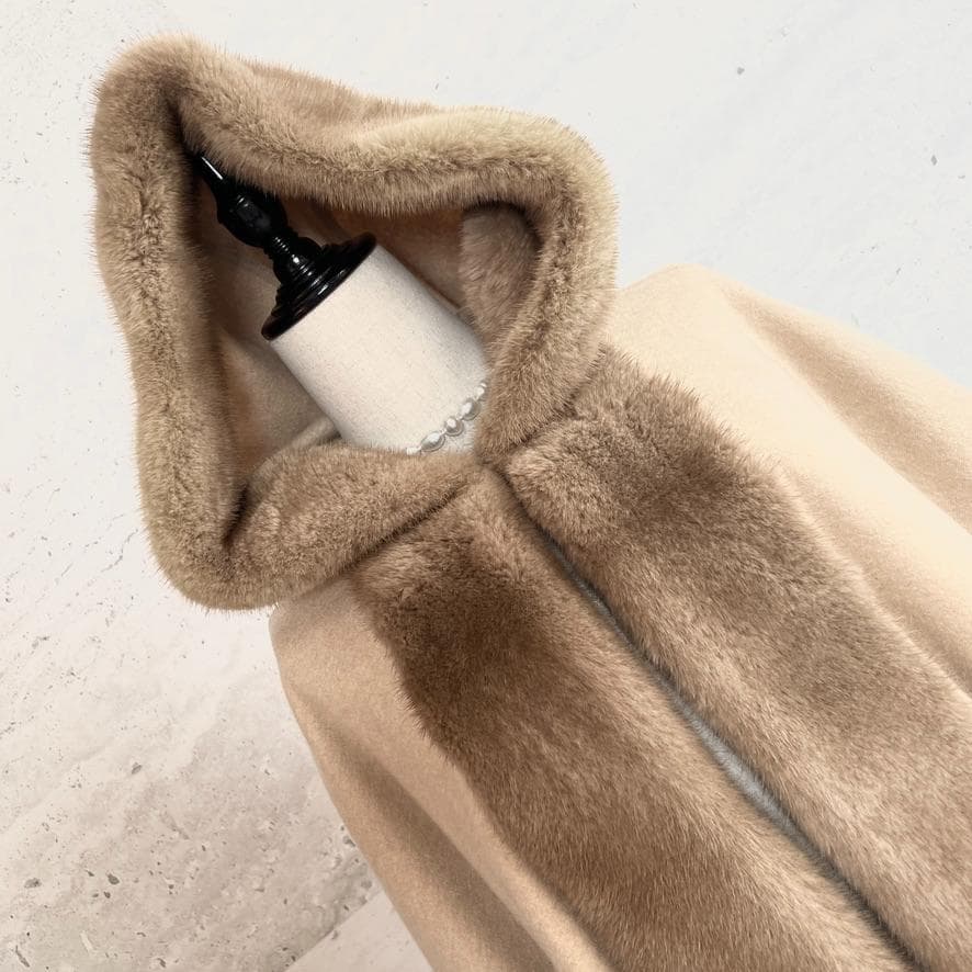 極美品★AGNONA★ミンク★ファー★カシミヤ100★ケープコート