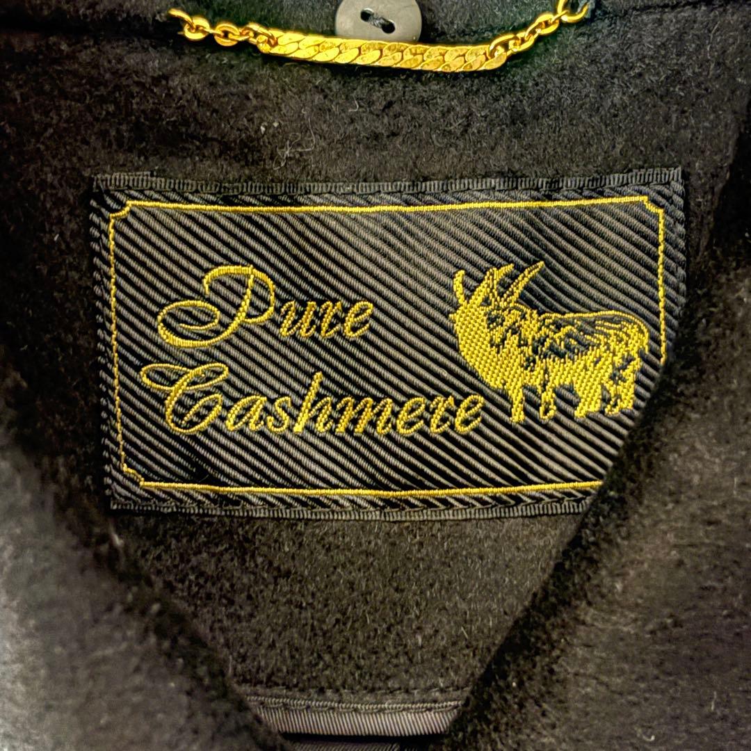 【ピュアカシミア100%　ブラック　黒　ロング丈　7号　古着　】