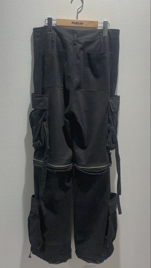 GRANCY ジップデザインカーゴパンツ ブラックMGRANCY ジップデザイン