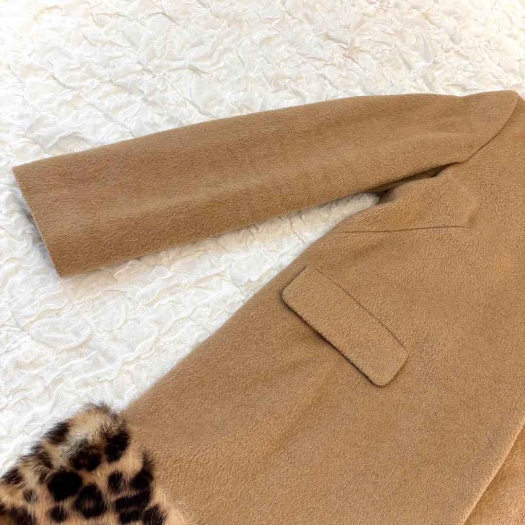 ブルーガール レオパード コート ラビット ファー blugirl ミドル丈 S