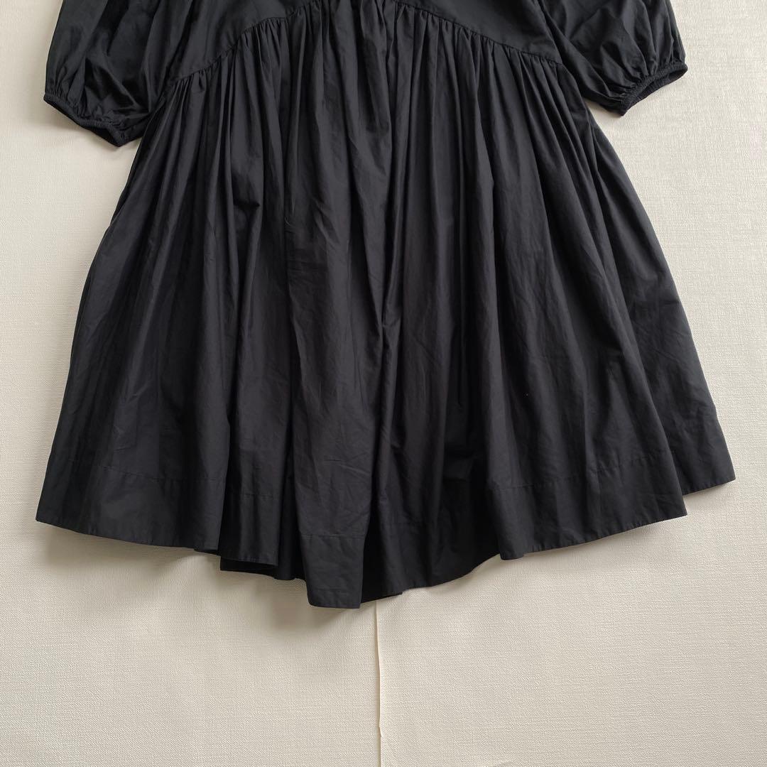 Merlette 黒 Vネック バルーンスリーブ ワンピース MILLER