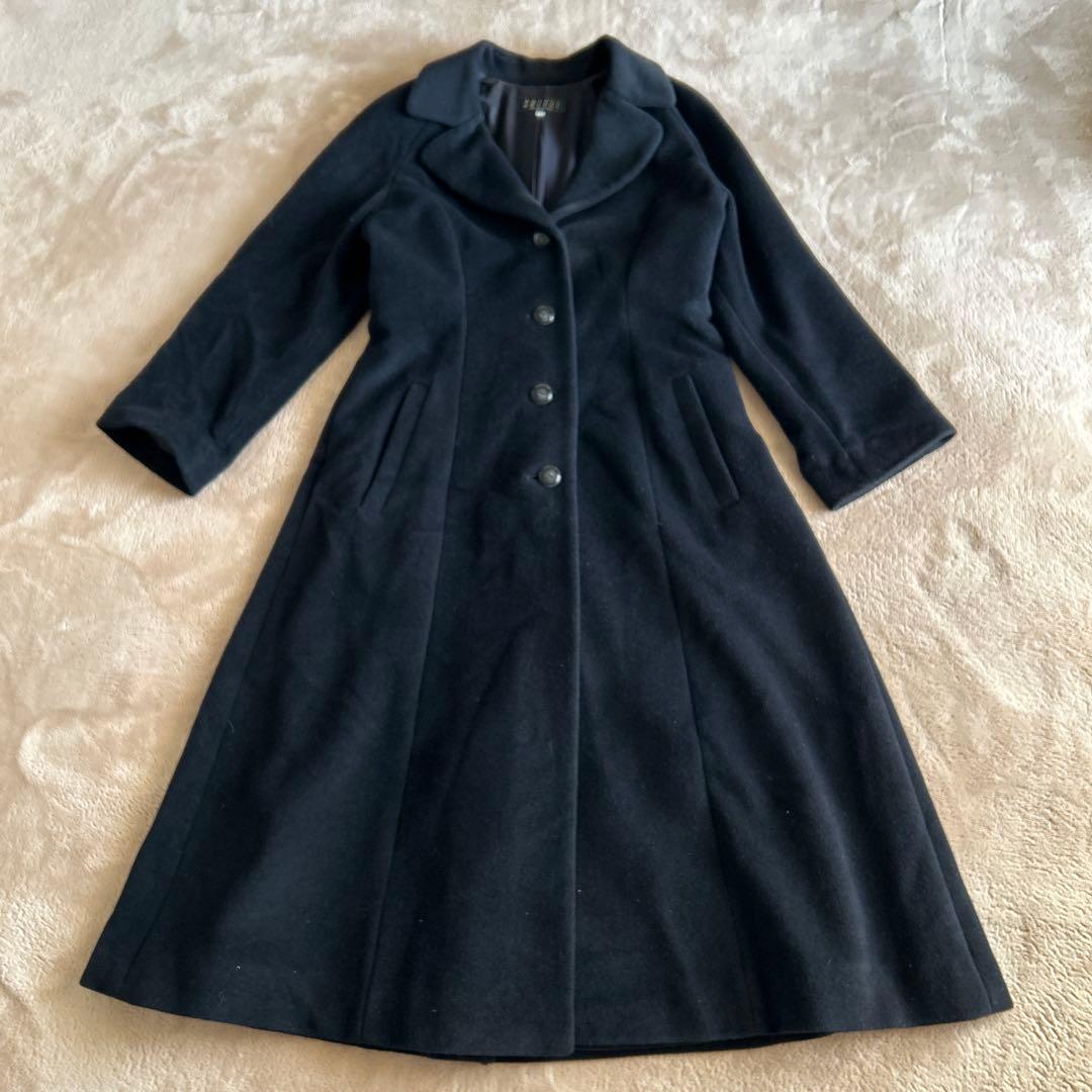 SOLEIL三陽商会　アンゴラ100% ブルーフォックス　ロングコート　ブラック