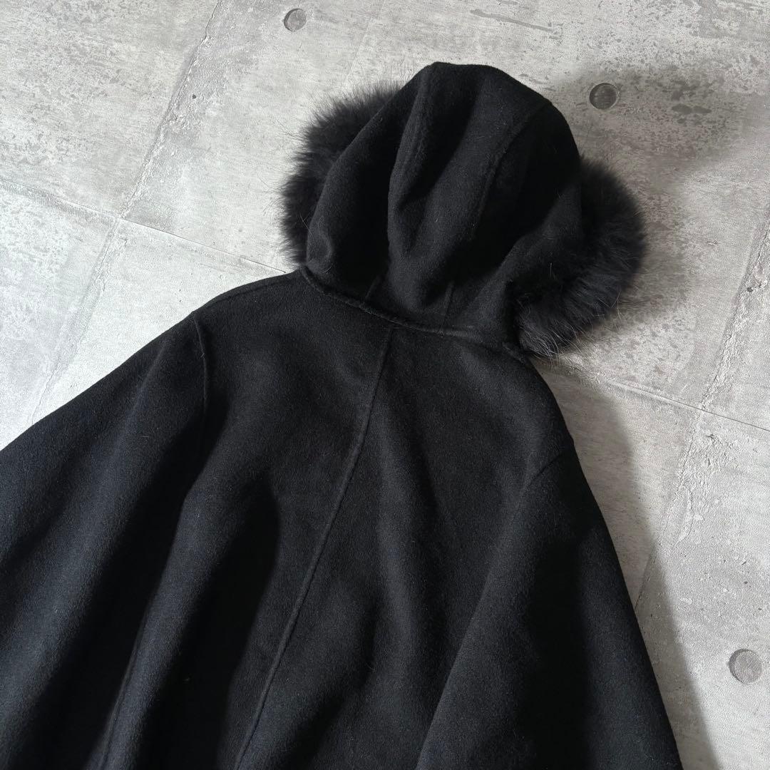 ジャケット・アウター wool cachemir hood far poncho buckle y2k