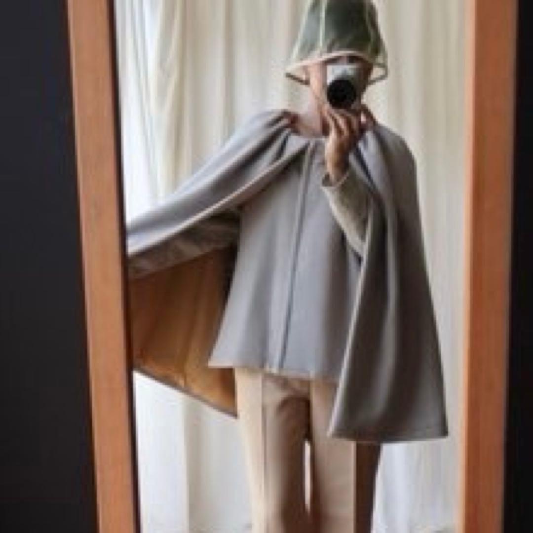 ワンドミー WANDMEE ギャザーケープジャケット　ウール ポンチョ アウター