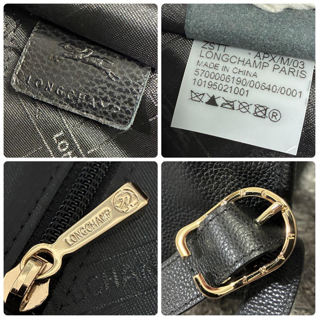 【美品】ロンシャン ル フローネ レザーリュック 黒 M 現行モデル