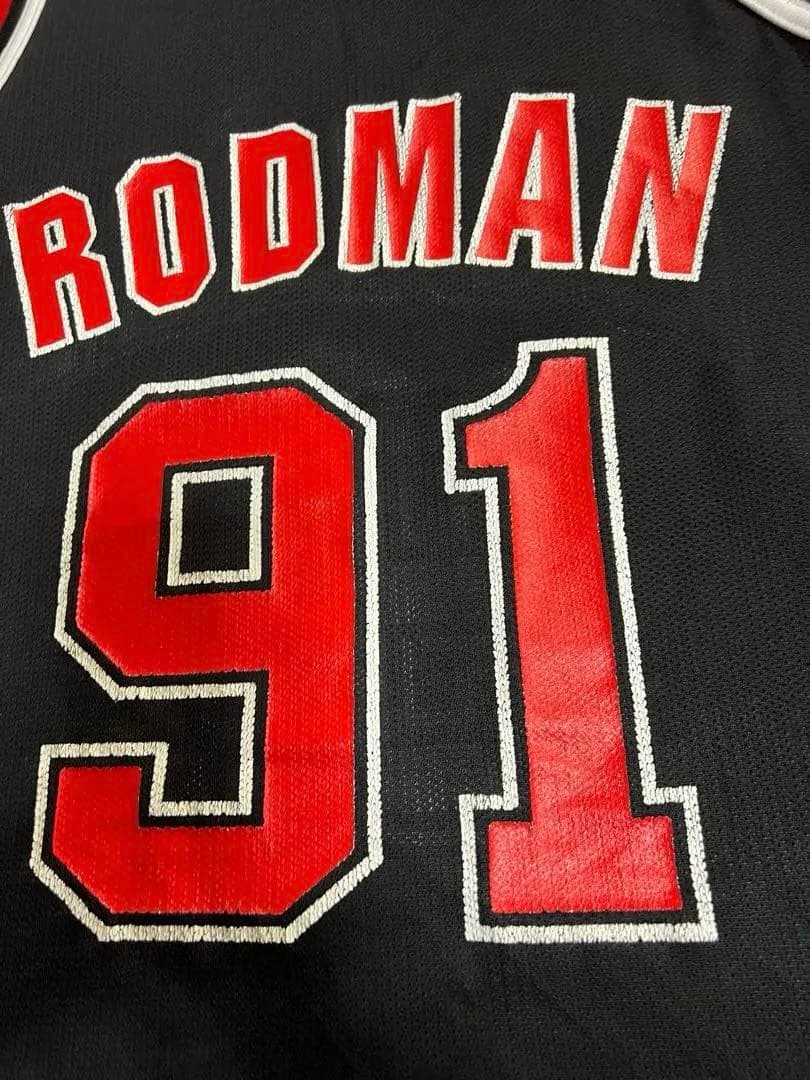 デニスロッドマン　レアヴインデージユニフォーム赤黒チャンピオンサイズ40