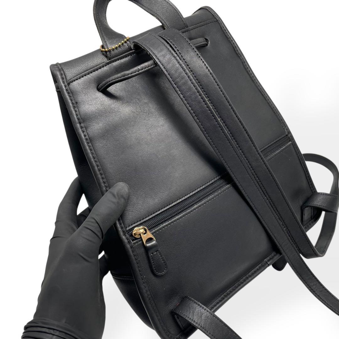 極美品　COACH オールドコーチ　リュック　USA製　ブラック　レザー　本革