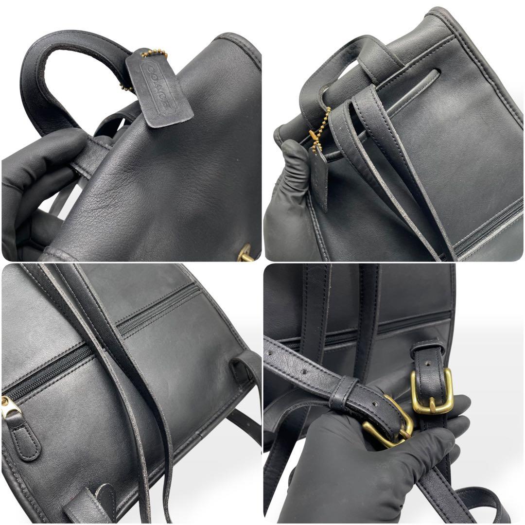 極美品　COACH オールドコーチ　リュック　USA製　ブラック　レザー　本革