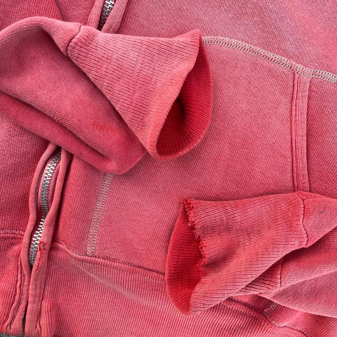 50s 60s ジップアップパーカー サーモンピンク サンフェード セパポケ