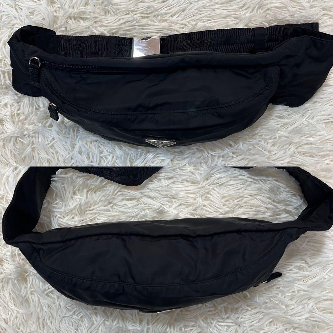 【未使用に近い】プラダ ボディバッグ 三角ロゴ ナイロン 黒 クロスボディ