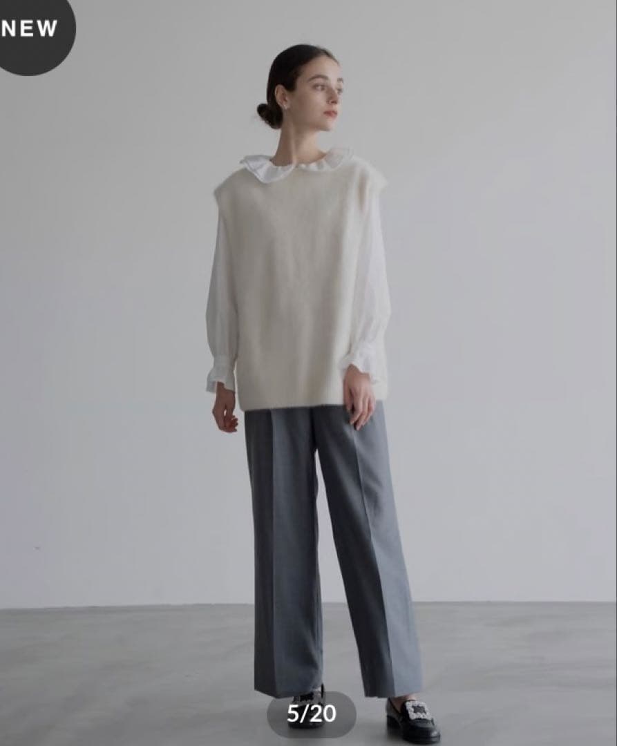 【新品未使用タグ付】OHGA 梳毛パンツ ワイドパンツ グレー M