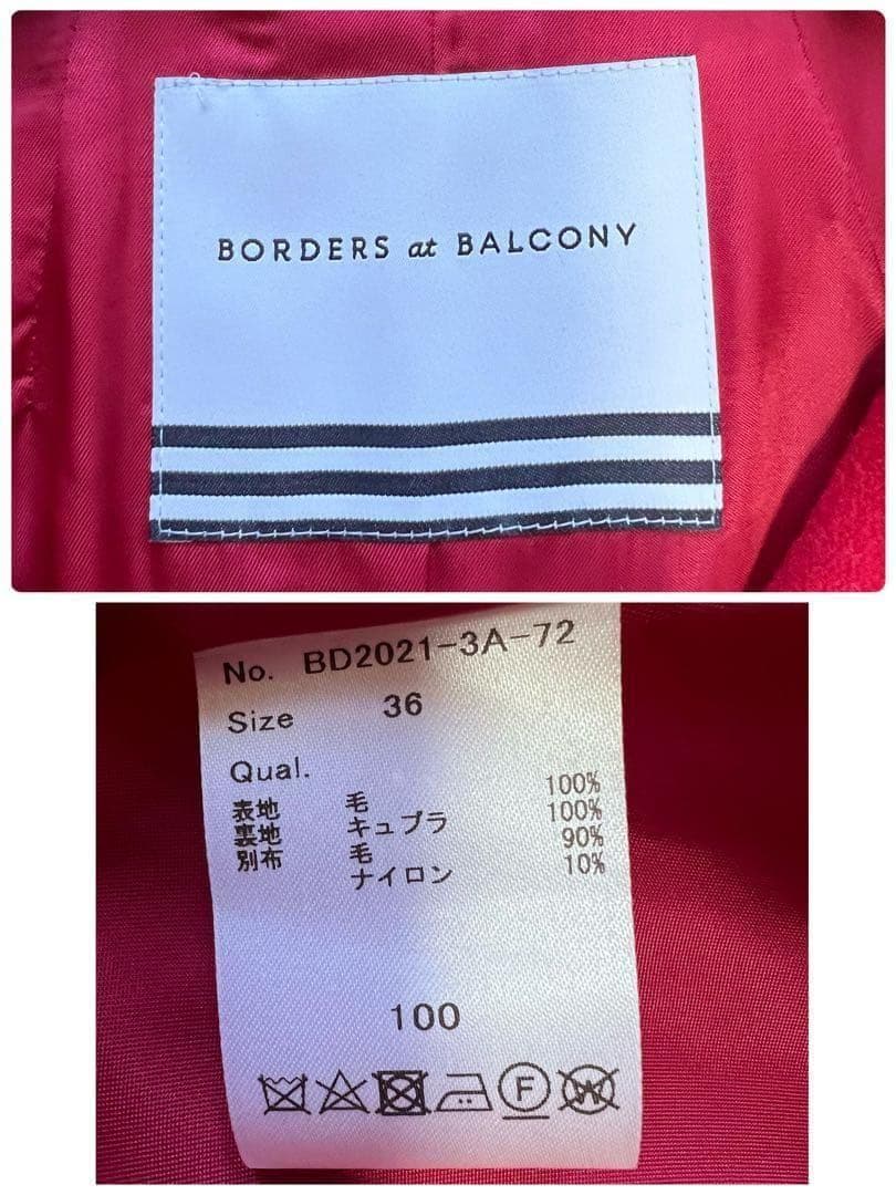 定価14.3万 新品タグ付き ボーダーズアットバルコニー ケープコート 赤 36