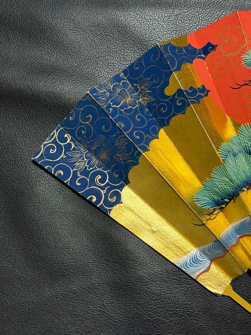 扇子　33cm 十松屋福井扇舗　波濤日輪図　旭日老松図　桐箱　仕舞扇　能楽　着物