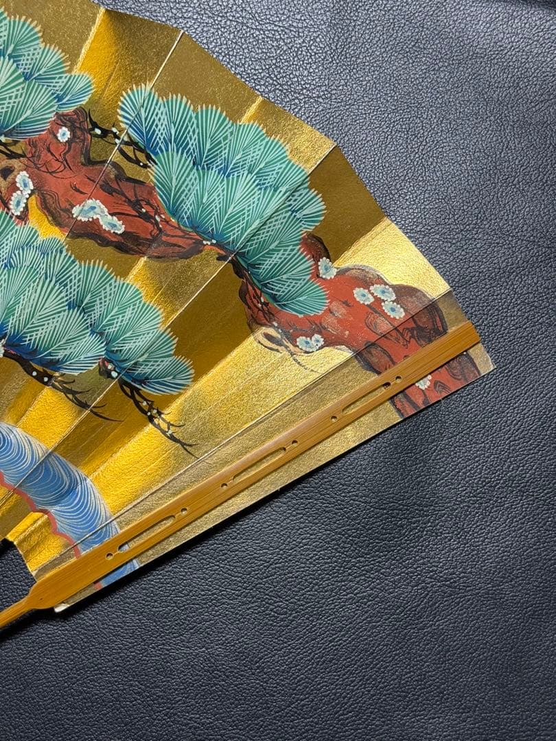 扇子　33cm 十松屋福井扇舗　波濤日輪図　旭日老松図　桐箱　仕舞扇　能楽　着物