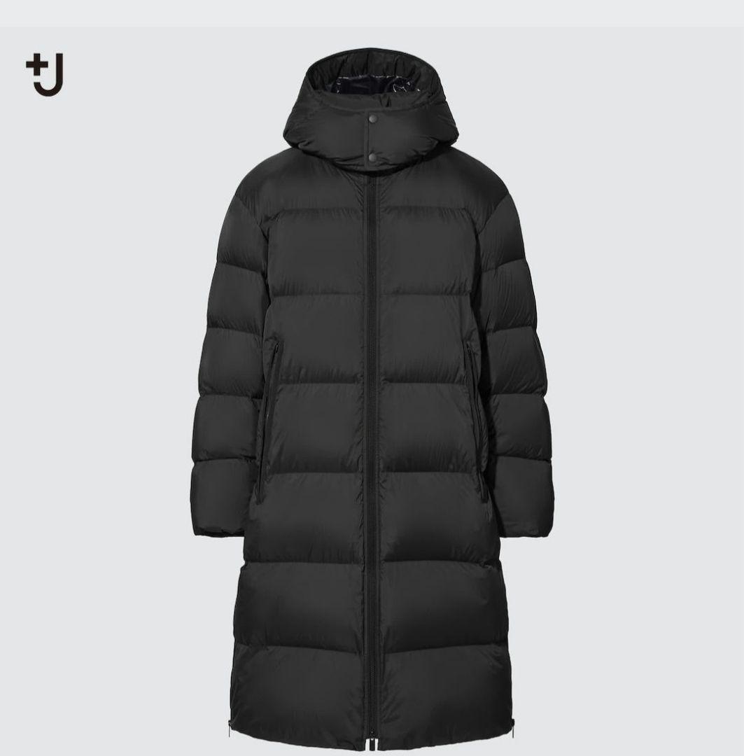 美品 ユニクロ+J オーバーサイズコート　ロングダウンコート フード取り外し可