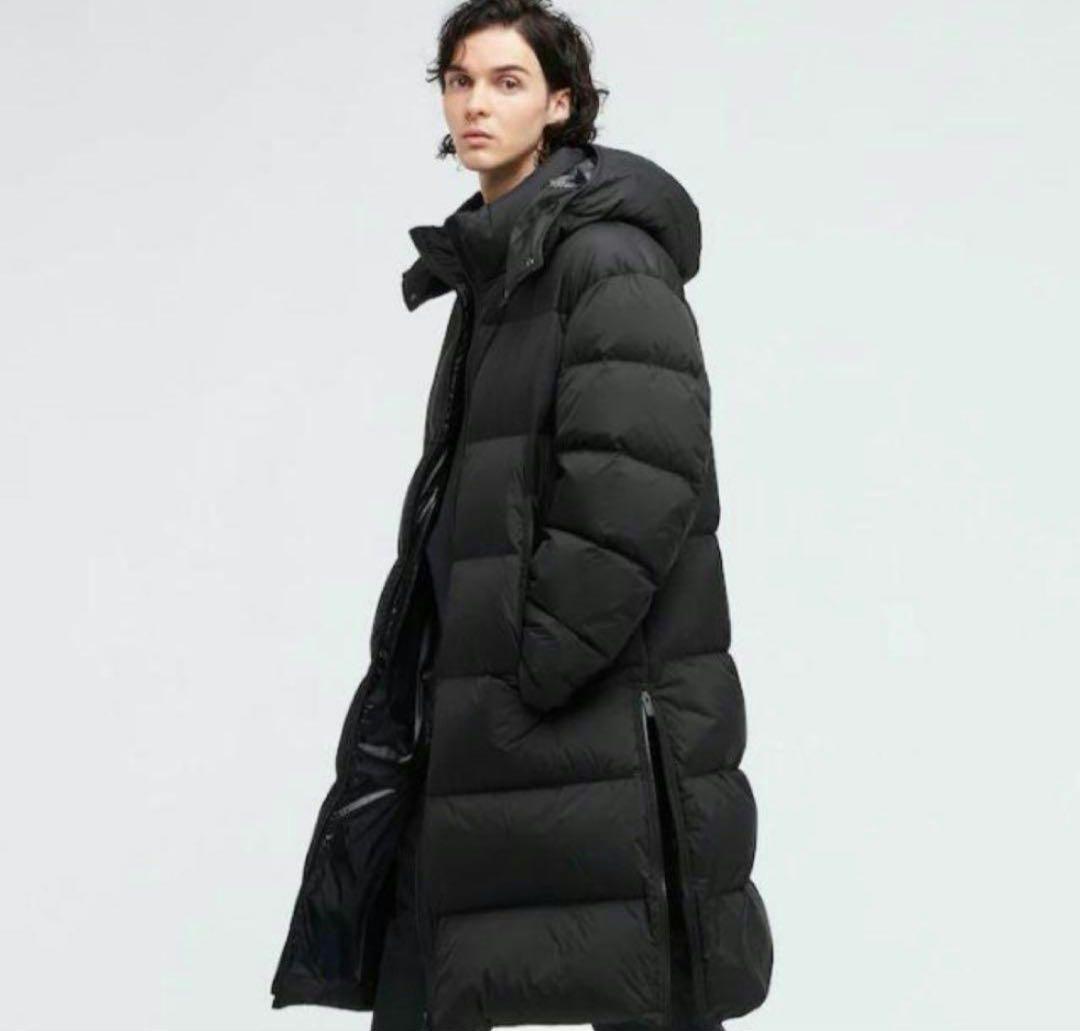 美品 ユニクロ+J オーバーサイズコート　ロングダウンコート フード取り外し可