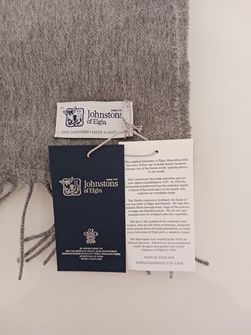 ジョンストンズ Johnstons マフラー 小判 グラナイト グレー