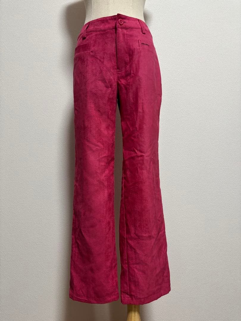 UESAKO MIEKO ピンク スウェードパンツ チェス刺繍　Ｍサイズ