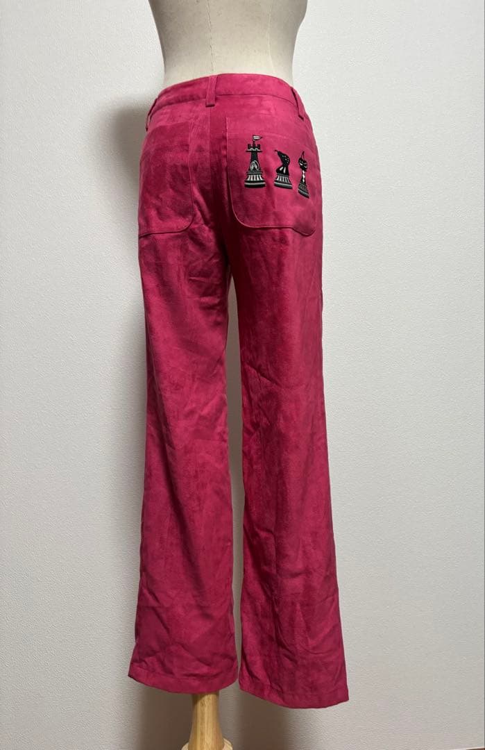 UESAKO MIEKO ピンク スウェードパンツ チェス刺繍　Ｍサイズ