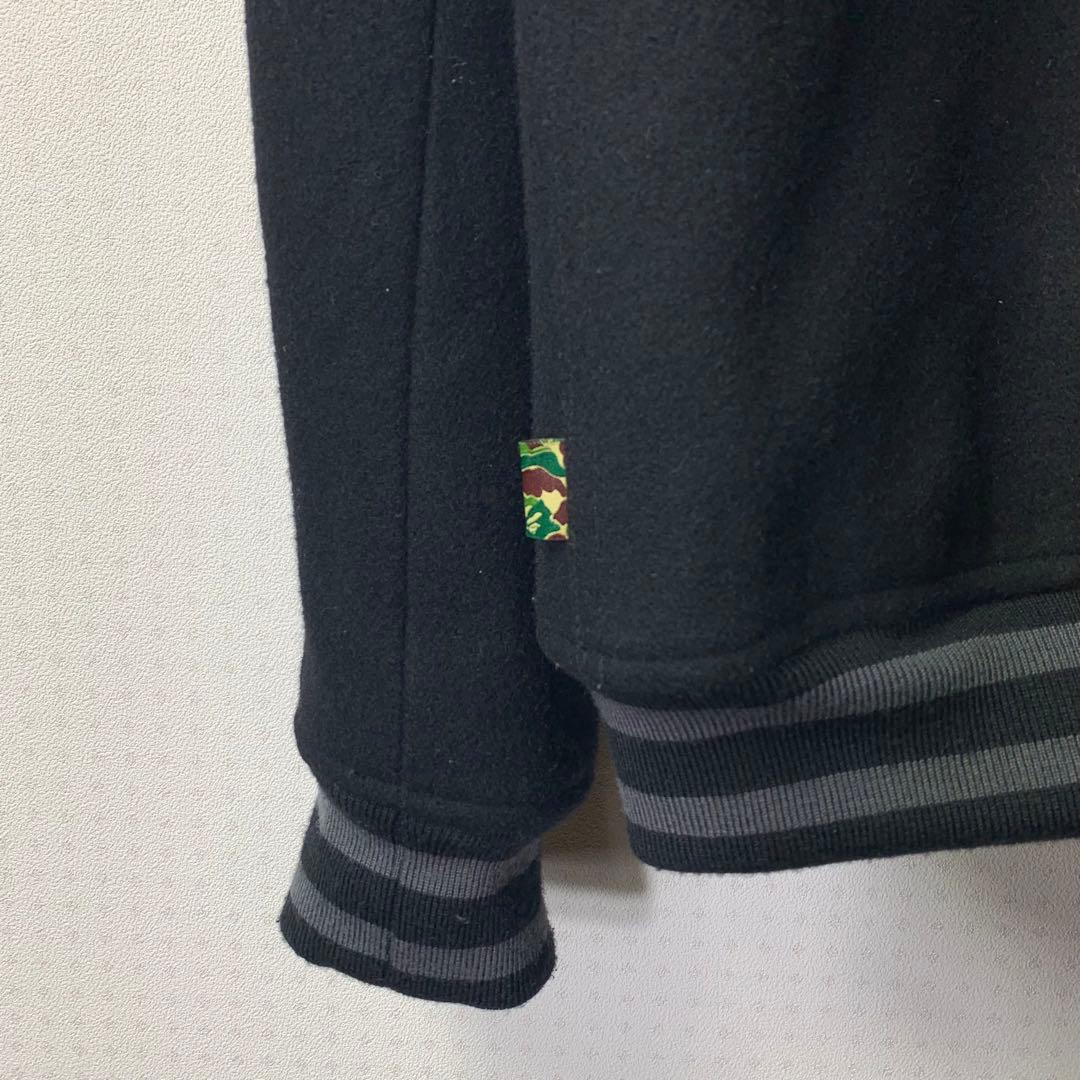 Mr.BATHING APE　ウールスタジャン　XL　ブラック　刺繍　ウール