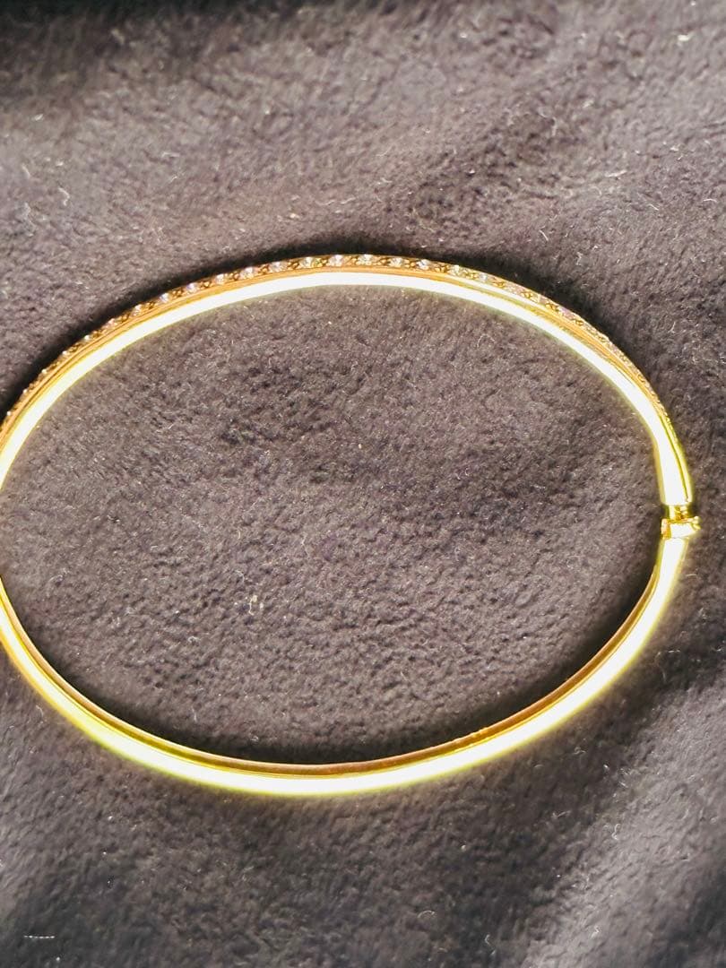 ◎0.50ct K18PG天然ダイヤモンド バングル　ブレス16センチ