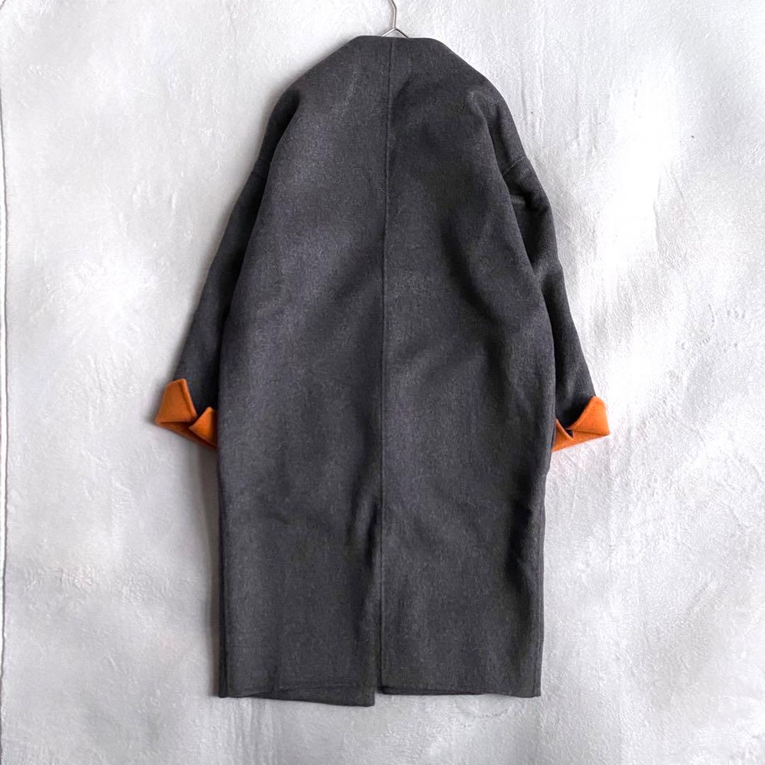 【定価約6万✨】ENFOLD ウールリバーノーカラーコート　ダブルフェイス　36