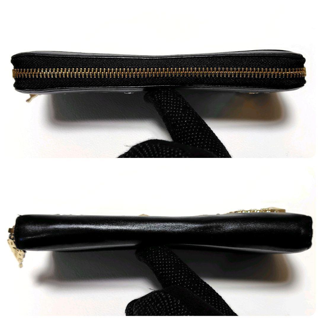 アナスイ　長財布　ムーンスター　ラウンドファスナー　黒　レザー　星　蝶々　型押し