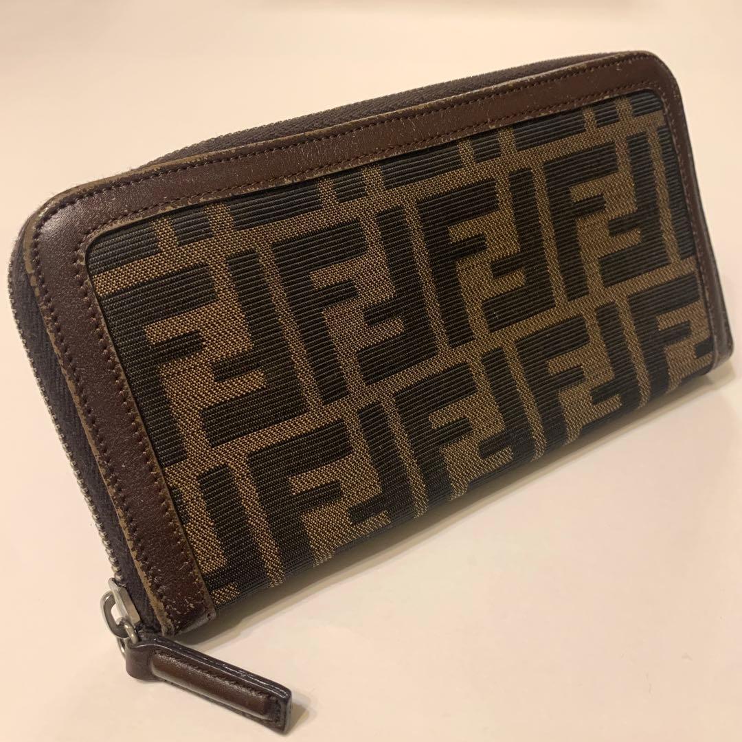Fendi 長財布 ブラウン キャンバス FFロゴ