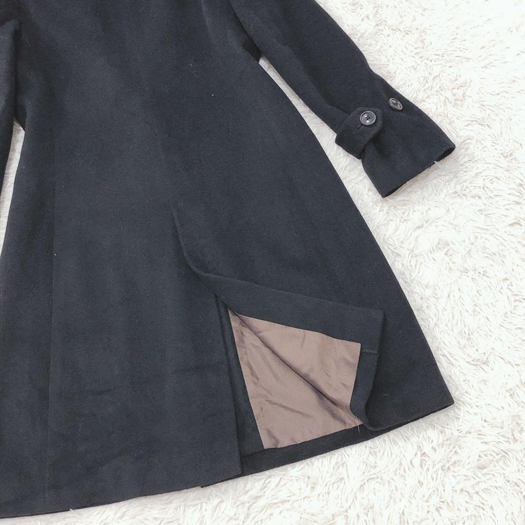 【極美品】ユナイテッドアローズ アンゴラ混 ロングコート ブラック サイズ40