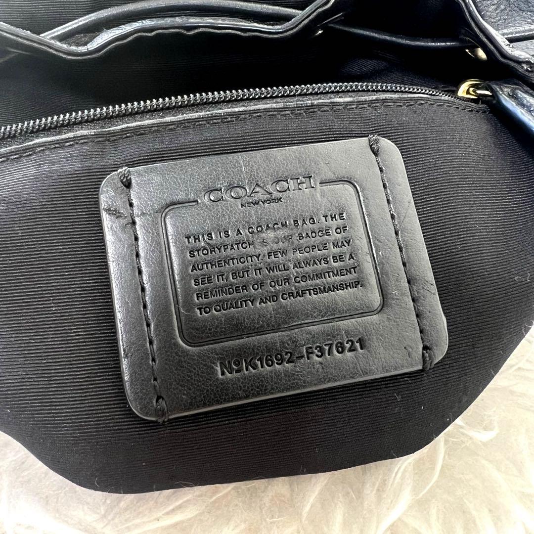 コーチ COACH レディース シボ革 ミニリュック バッグパック黒色