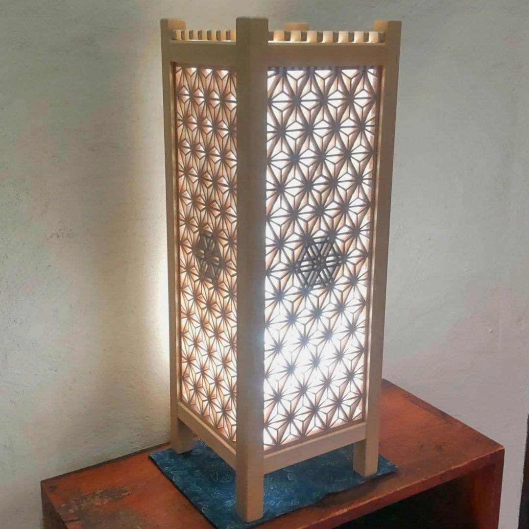 組子細工 組子 行灯(大) 間接照明 職人技 日本 一点物 無垢材 伝統工芸品