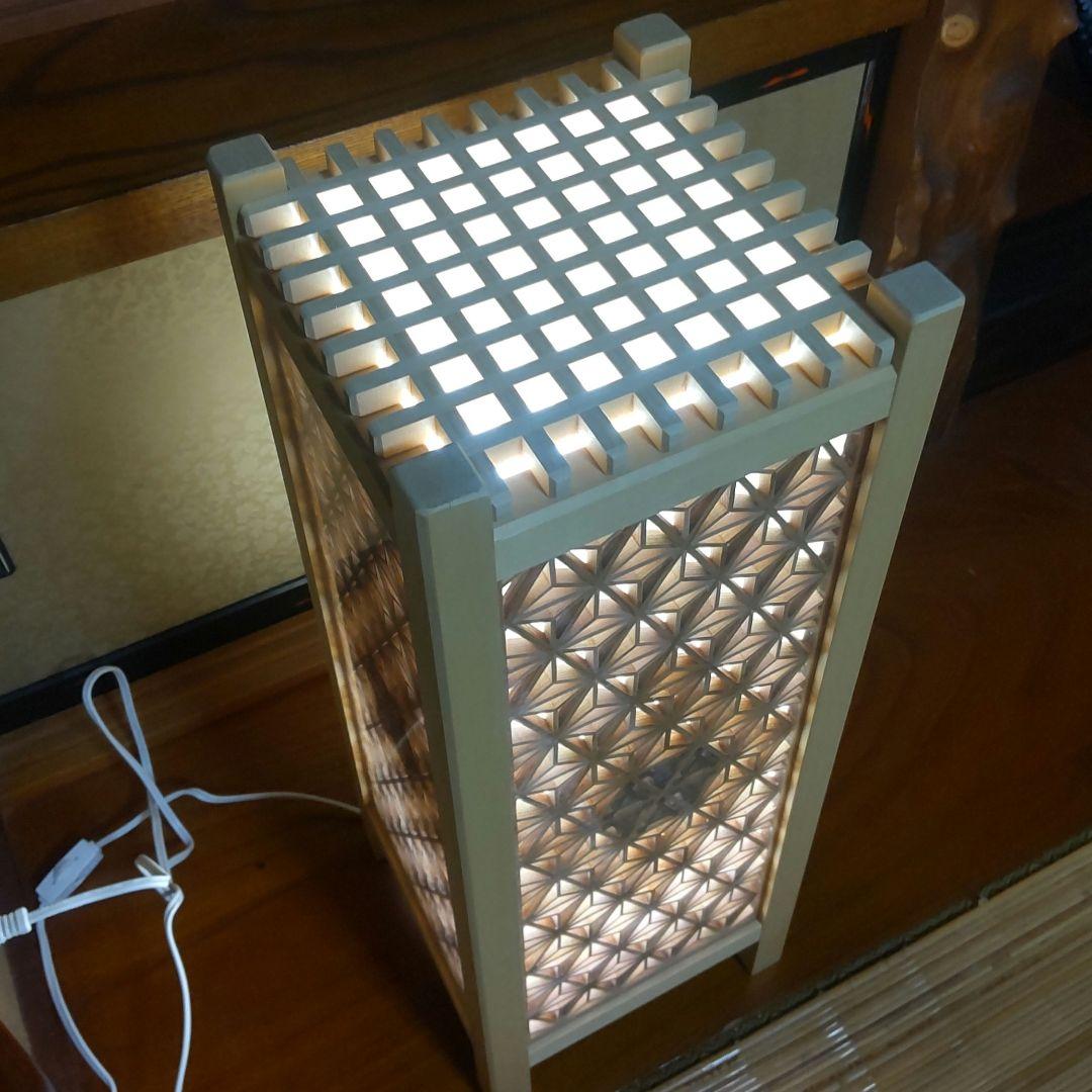 組子細工 組子 行灯(大) 間接照明 職人技 日本 一点物 無垢材 伝統工芸品