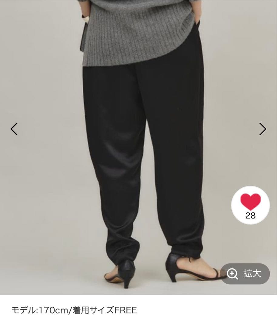 カレンソロジー curensology ダブルサテンタックパンツ 黒