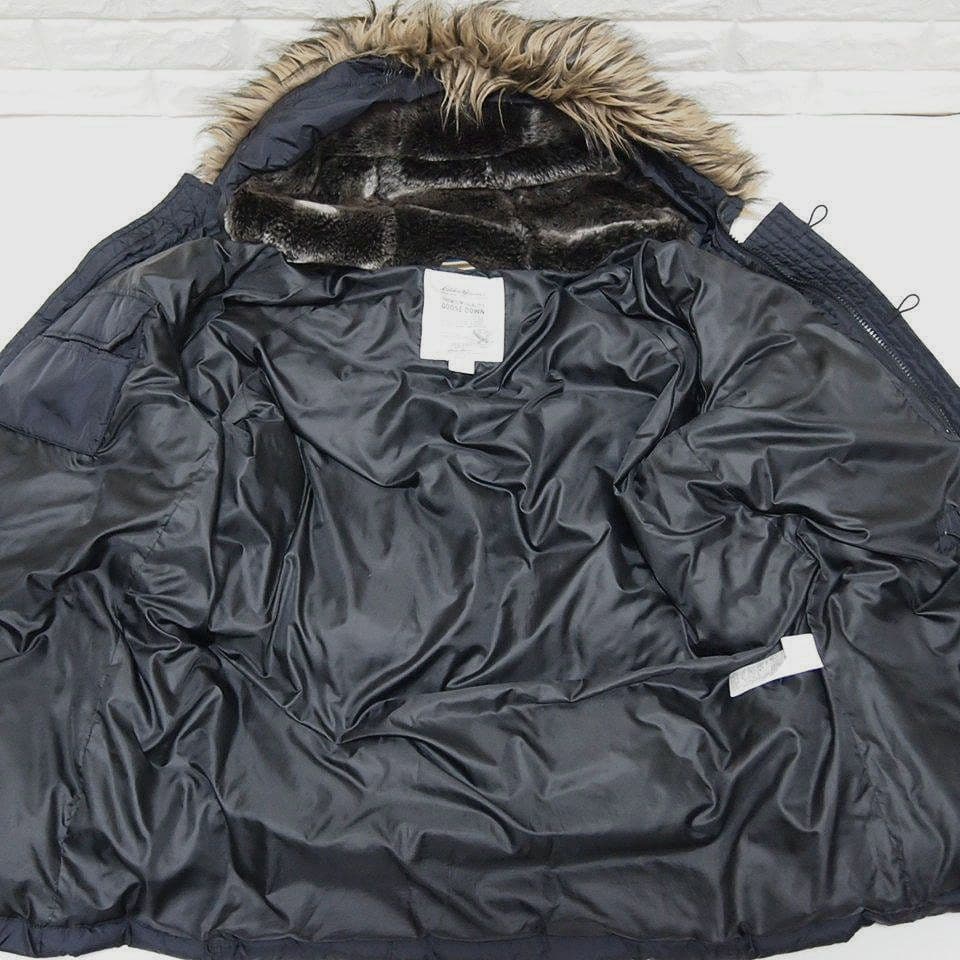美品★エディーバウアー　グーズダウン90%　N-3B 　ナイロンダウンコート　黒