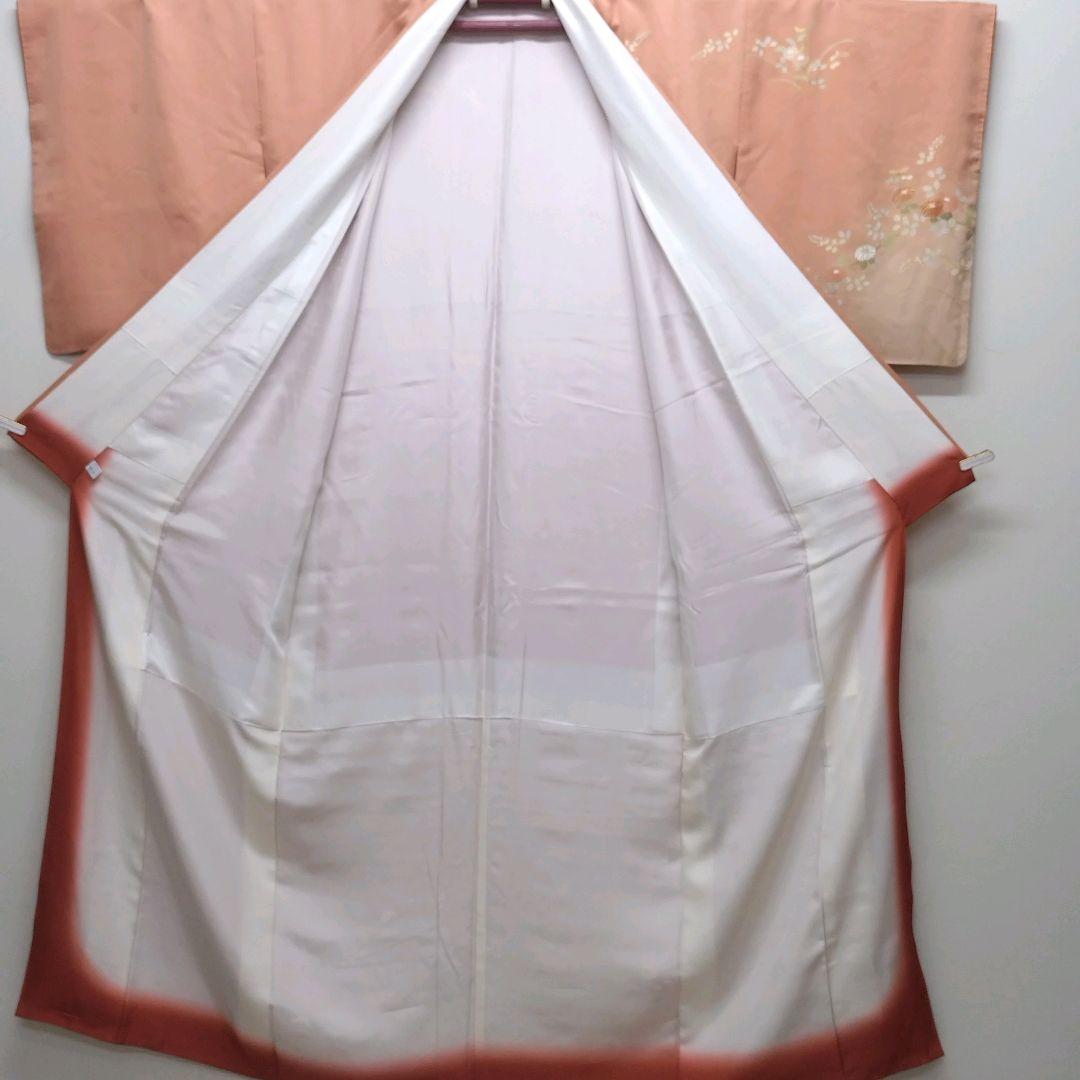 735 正絹 鈴乃屋誂え 珊瑚色 訪問着 4点フルセット - メルカリ