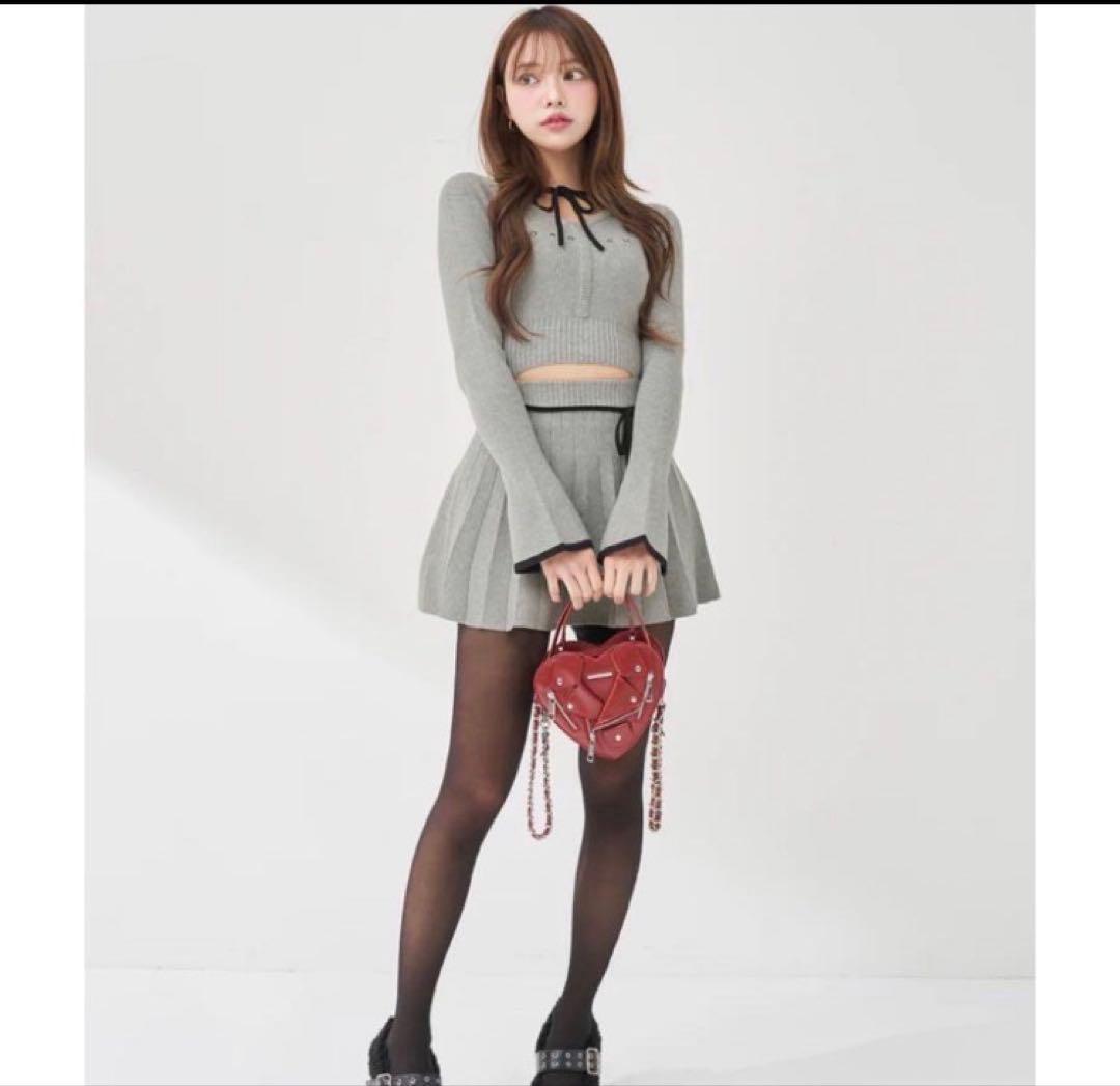 新品未開封　Darich ウエストオープンリボンデザインニットミニワンピース　F