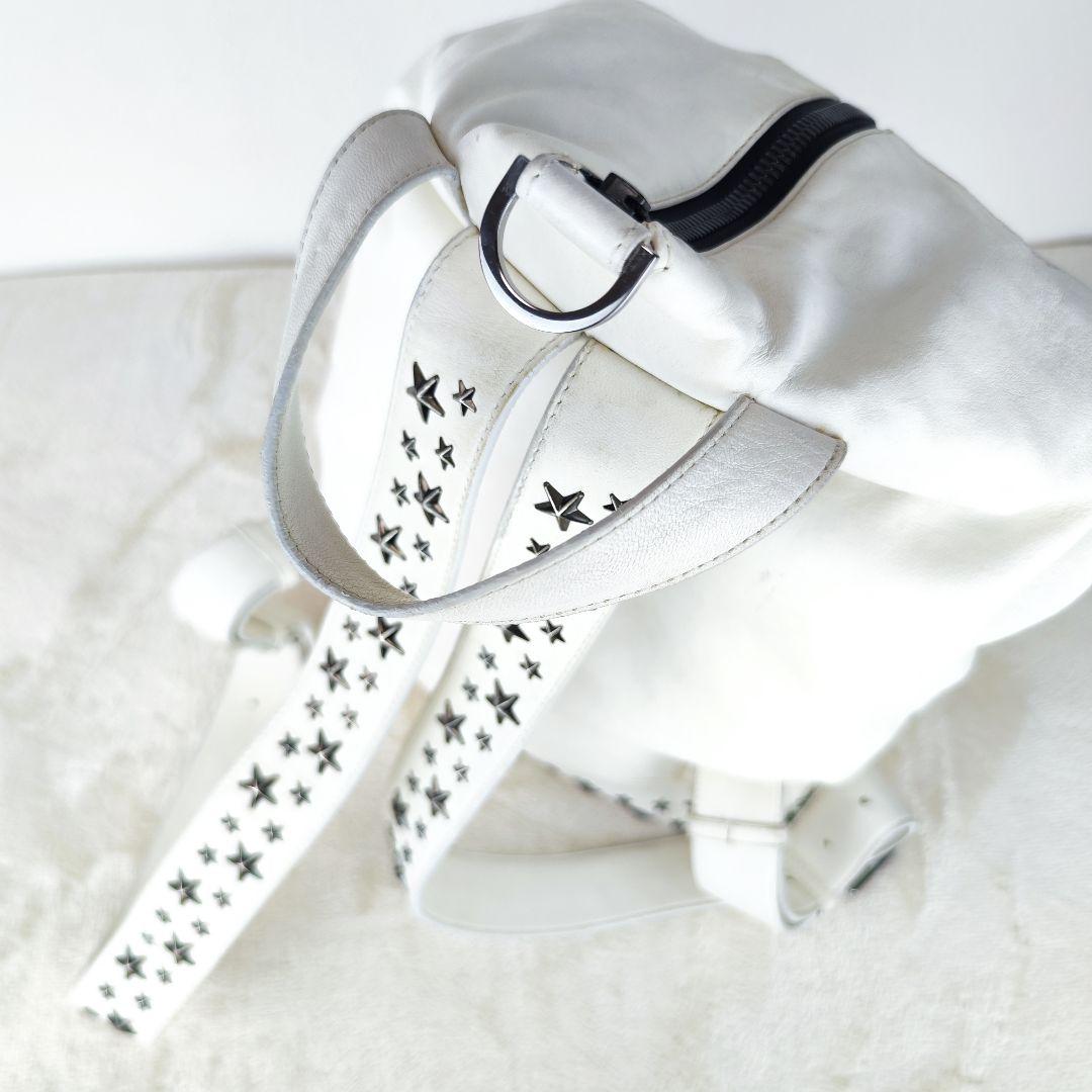 ジミーチュウ フィッツロイ バッグパック リュック スタースタッズ 白 レザー