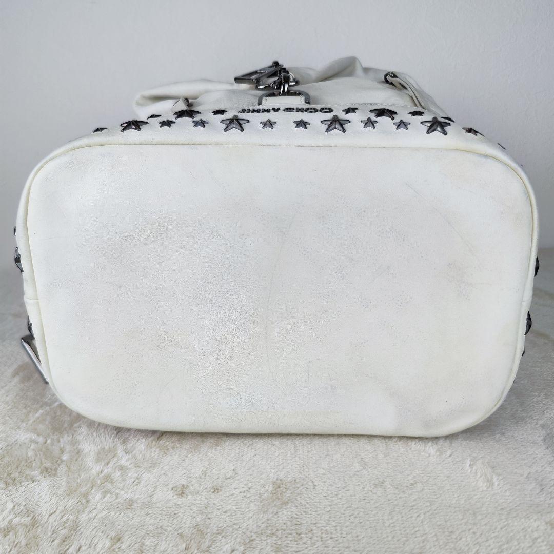 ジミーチュウ フィッツロイ バッグパック リュック スタースタッズ 白 レザー