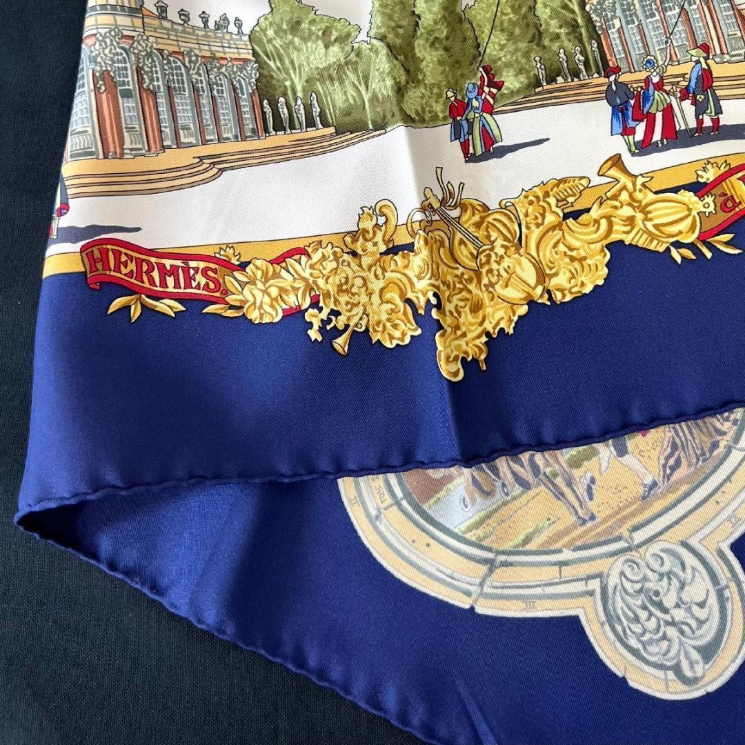 エルメス スカーフ カレ90 サンスーシ宮殿 ［道］ネイビー系 フランス
