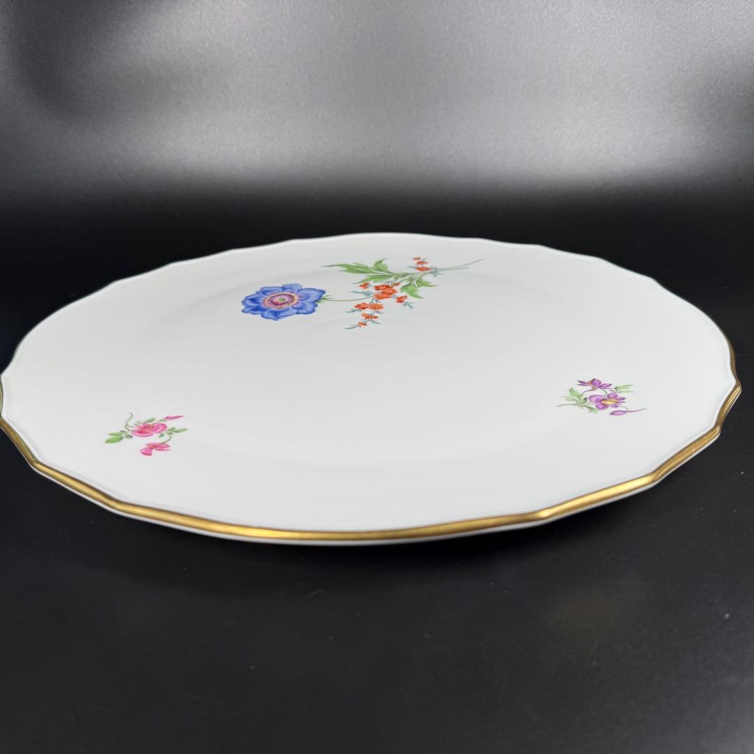 未使用 マイセン 金彩 2つ花 アネモネグランドプレート(34cm)1枚、1級品