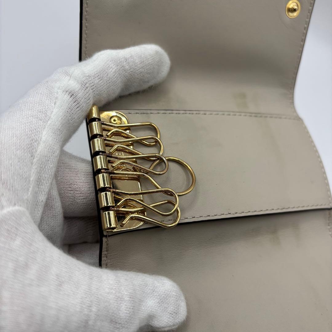 LOEWE キーケース　6連　リピートアナグラム　ライトオーツ　ベージュ