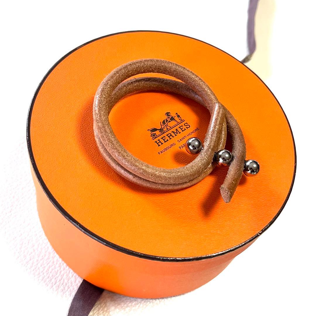 【美品】HERMES エルメス ルーレットヒル シルバーレザー チョーカー