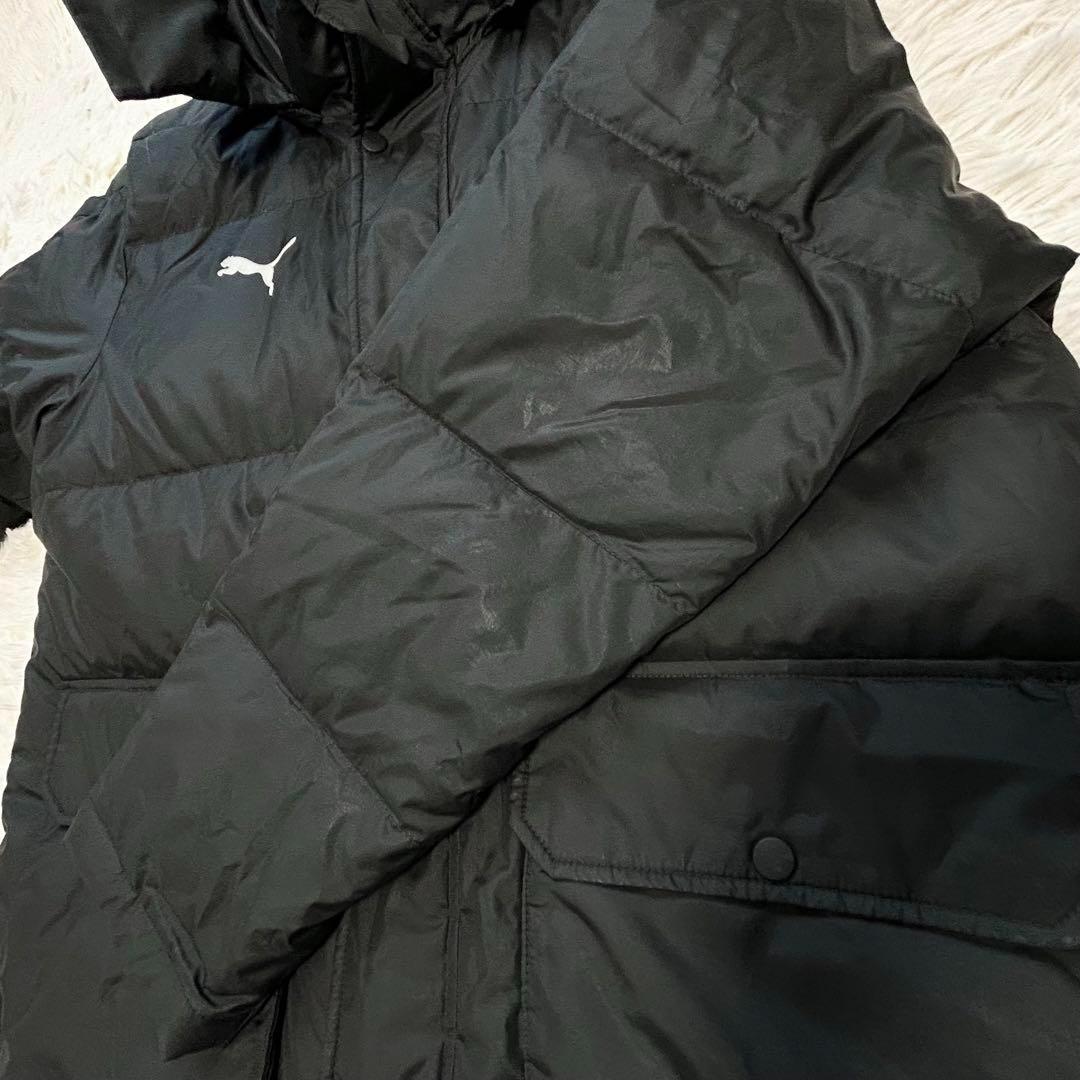 【美品】PUMA　プーマ　ダウン　2way ベンチコート　ロング　黒　サイズ感L