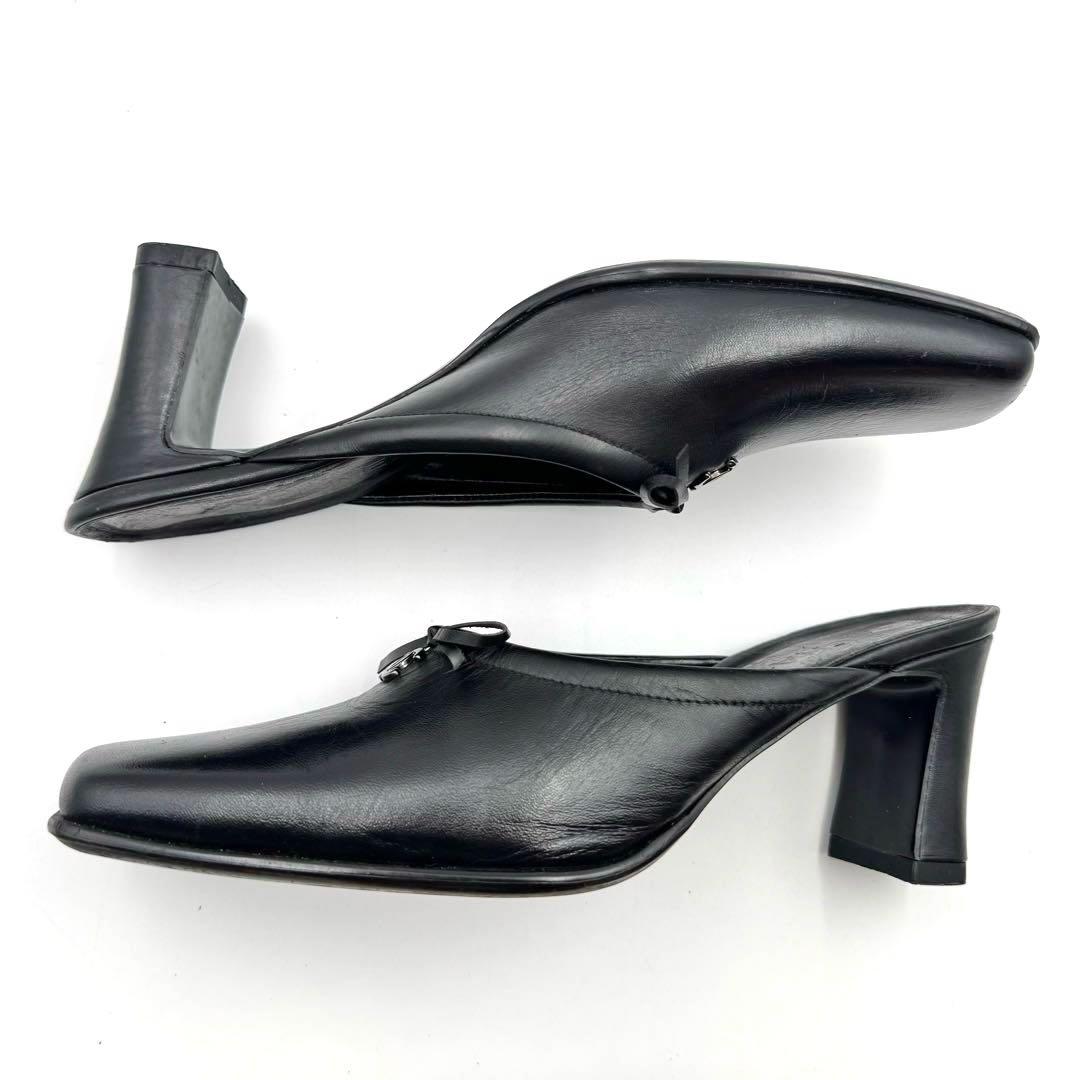 CHANEL シャネル　ココマーク　レザー　ブラック　ミュール　パンプス　ヒール